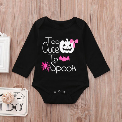 

Newborn Baby Girls Halloween Cloth Long Sleeve Cartoon Letter Romper Jumpsuit