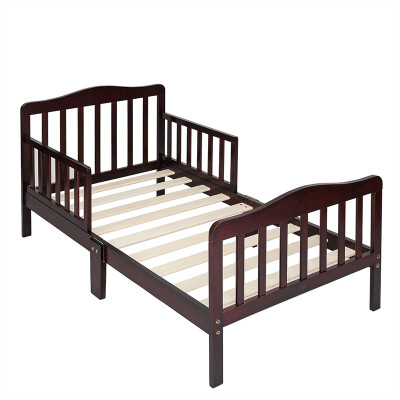 

Baby Toddler Bed Solid Wood Bedroom Furniture with Safety Rails Espresso