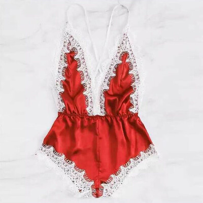 

Women Sexy Deep V Lace Lingerie Satin Sleep Dress Nightwear Babydoll Sleepwear
