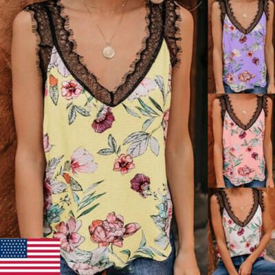 

Casual Women Floral Boho Tank Top Summer Vest Sleeveless T shirt Loose Blouses