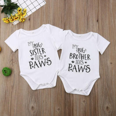 

Newborn Baby Boy Girl PAWS Print Romper Bodysuit Jumpsuit Soft Clothes Outfits