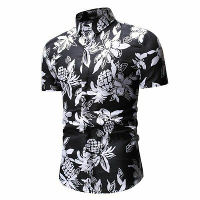 

Summer Mens Hawaiian Print Shirt Men Floral Short Sleeve Shirts Tops Tee Holiday