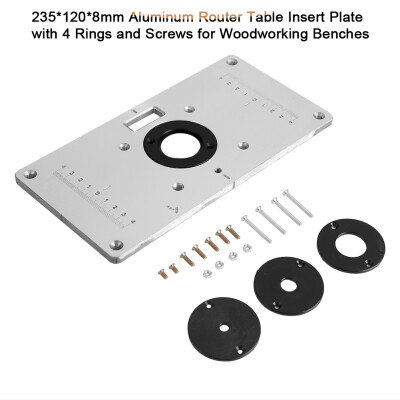 

2351208mm Aluminum Router Table Insert Plate with 4 Rings&Screws for Woodworking Benches Woodworking Bench Plate