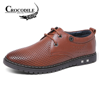 

Crocodile Shirt CROCODILE Breathable Comfort Strap Business Casual Mens Leather Shoes Brown 38