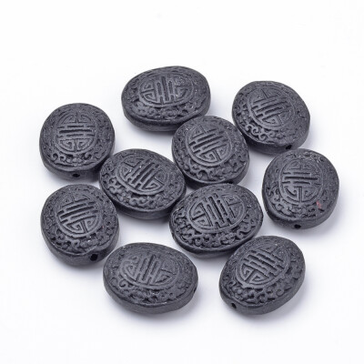 

Cinnabar Beads Carved Lacquerware Oval Black 2728x2324x1011mm Hole 2mm