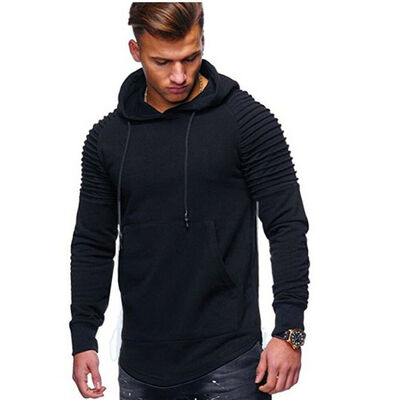 

Mens Slim Fold Long Sleeve Hoody Hoodies Jumper Pullover T Shirts Hood Tee Tops