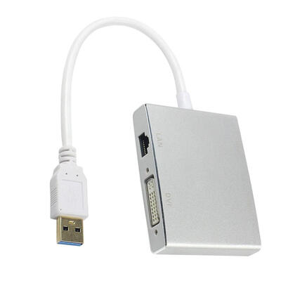 

USB 30 Hub USB30 to 1080P HDMI VGA DVI RJ45 Ethernet Lan Video Adapter