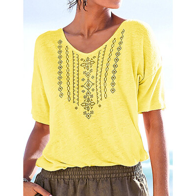 

Starmoon Womens Summer Casual V Neck Short Sleeve Printed Casual T Shirt Top Blouse