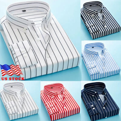 

Men Casual Stylish Slim Fit Long Sleeve Casual Business Formal Dress Shirts Tops