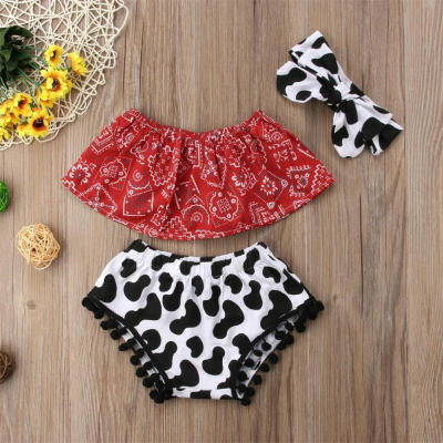 

Newborn Toddler Baby Girl Clothes Romper BodysuitHeadband Sunsuit 3pcs Outfits