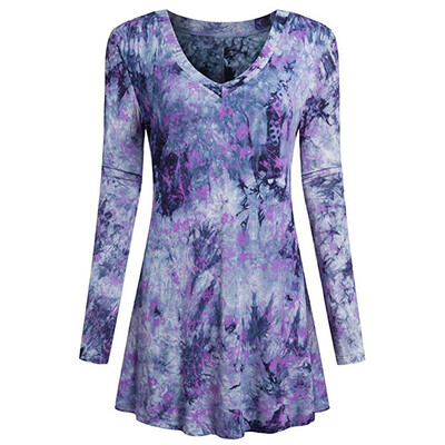 

Nomeni Women Ladies Fashion V-Neck Print Long Sleeve Loose Tops T-Shirt Blouse