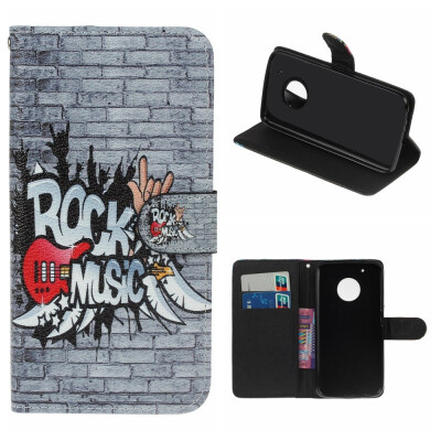 

MOONCASE MOTO X 2017 painted pattern leather case - rock