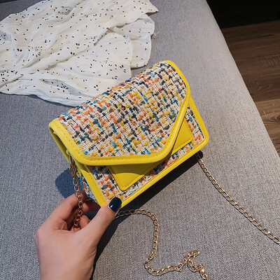 

Sen temperament chain Messenger bag female 2019 new simple contrast color woven bag fashion wild personality shoulder bag