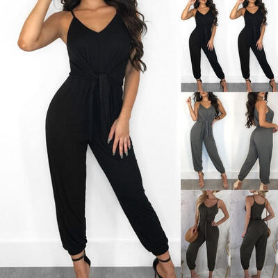 

New Fashion 3 Color Summer Ladies Casual Jumpsuit Long Suspender Overalls Bib Pants
