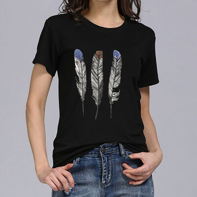 

Starmoon Fashion Womens Loose Short-Sleeved Leaf Print T-Shirt Casual O-Neck Top