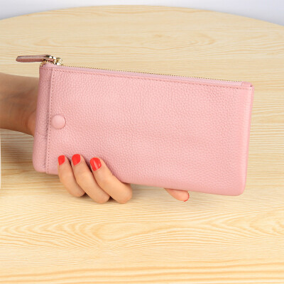 

2019 new Europe&America ultra-thin top layer leather wallet ladies leather simple fashion clutch bag large screen mobile phone bag