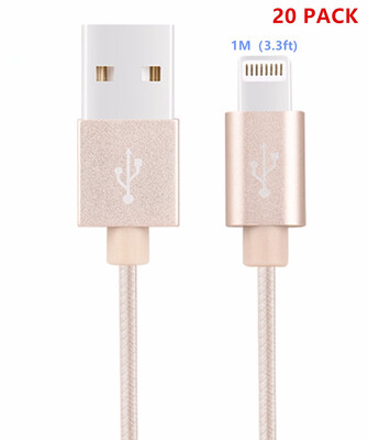 

Lightning iPhone Cable 20Pack 1M33FT Nylon Braided Syncing&Charging Cord for iPhone iPad iPod - Tyrant Gold