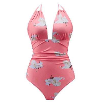 

Saidsome One Piece Swimsuits for Women Swimwear Plus Size Bathing Suits V Neckline Halter