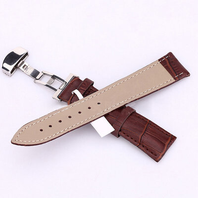 

Kol Saati Women Men Watch Band Strap Butterfly Pattern Deployant Clasp BuckleLeather Watchband Mira La Banda 18-24mm