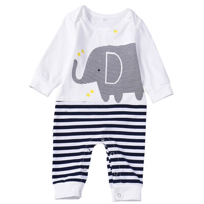 

High Quality Newborn Infant Spring Autumn Striped Cartoon Clothing Rompers Baby Girls Boys Soft Cotton Fashion Long Rompers