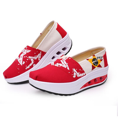 

2018 Korean version of the autumn new trend canvas shoes thick bottom fashion personality wild female wedge single shoes