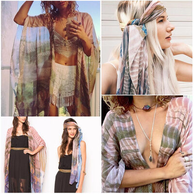 

New Women Chiffon Loose Cardigan Gradient Front Floral Print 34 Sleeves Beach Thin Casual Outerwear Pink