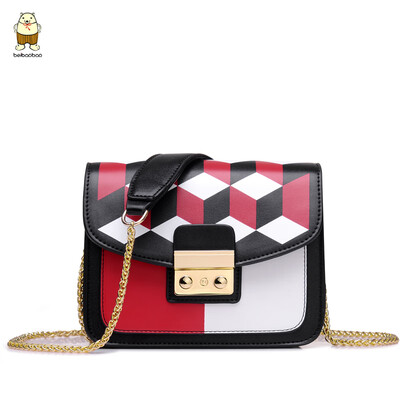 

Han version of the clearance womens bag new casual mini bag Linger chain bag impact color geometric womens bag