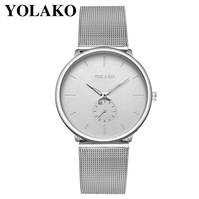 

Gobestart YOLAKO Mens Stainless Steel Mesh Belt Watch With Simple Mirror Quartz Watch
