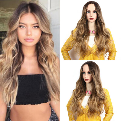

〖Follure〗Curly Gradient Synthetic Wig Long Wavy Hair Full Heat Resistant Sexy Wigs 30Inch