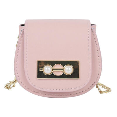 

Pearl Decor Mini Kids Shoulder Handbags Women Leather Crossbody Saddle Bags