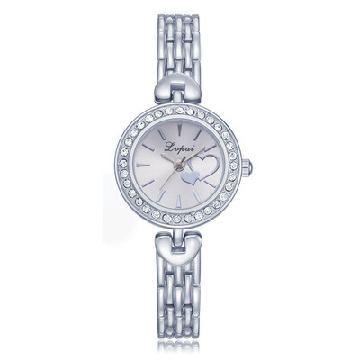 

Exquisite Watches Women Love Dial Rhinestone Fashion Ladies Quartz Wristwatch Alloy Bracelet Simple Clock Relogio Feminino