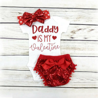 

USA Newborn Baby Girls Tops Romper Bowkont Shorts Sequins Outfits Clothes Set