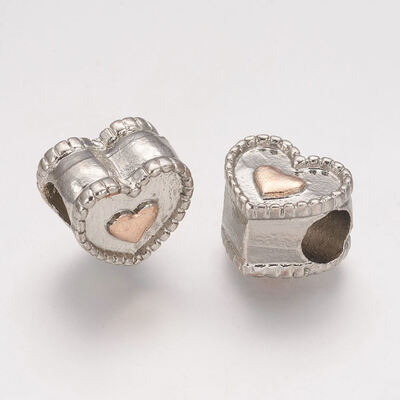 

Alloy European Beads Large Hole Beads Heart Mixed Color 10x11x8mm Hole 5mm
