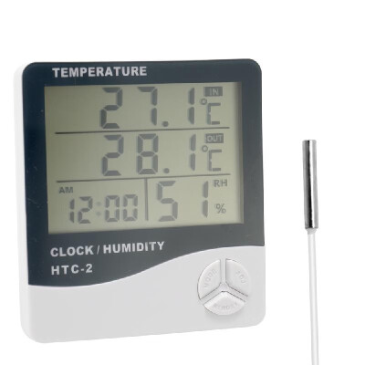 

HTC-2 Indoor&Outdoor Large Screen Digital Display Temperature&Humidity Meter Time Calendar Alarm Thermometer&Hygromete