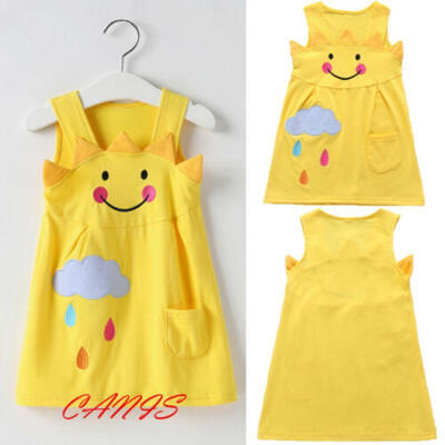

Toddler Baby Kids Girls Summer Sun Cartoon Strap Dresses Skirt Outfits Clothes