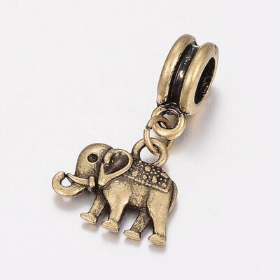 

Tibetan Style Alloy European Dangle Beads Large Hole Pendants Cadmium Free & Nickel Free & Lead Free Elephant Antique Bronze