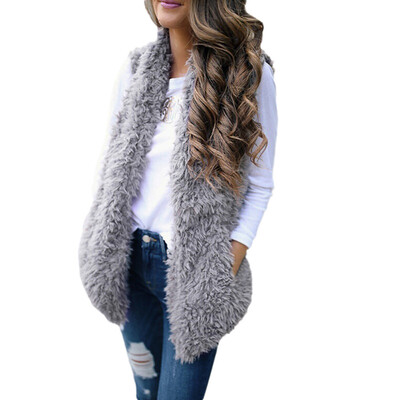 

Toponeto Ladies Women Sexy Lady Faux Fur Solid Casual Sleeveless Warm Vest Waistcoat
