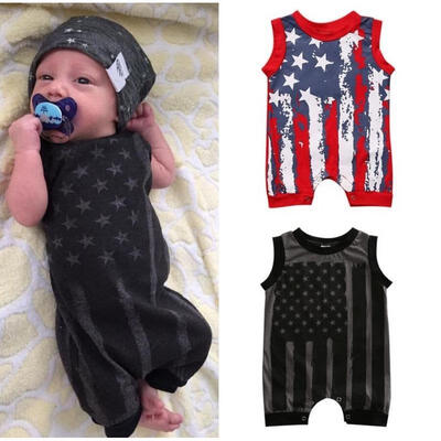 

Cute Baby Boy Girl Star-Spangled Banner Romper Bodysuit Jumpsuit Outfits Clothes
