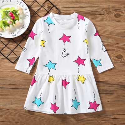 

Baby Kids Girls Dress Toddler Princess Party Star Print Striped Tutu Dress