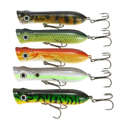 

Lixada 5 PCS Fishing Lure Hard 3D Simulation Bait Big Artificial Bait Popper Topwater Bait Treble Hook Fishing Tool