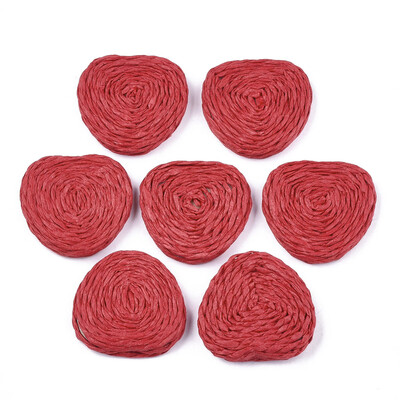 

Handmade Woven Beads Paper Imitation Raffia Covered with Wood No HoleUndrilled Triangle Red 3033x3233x45mm