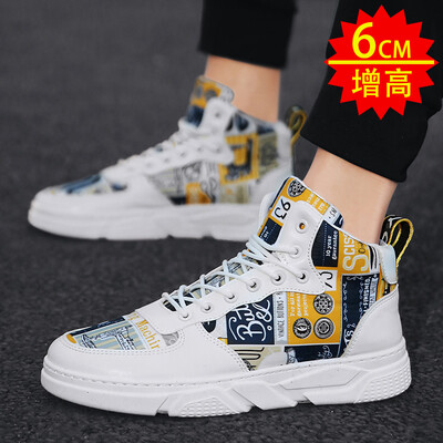 

Mens shoes summer trend Joker high canvas shoes casual autumn Gao Bang graffiti tide shoes