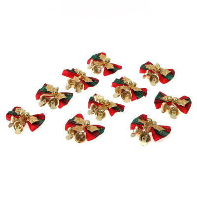 

10pcs Christmas Tree Bow Christmas Ornaments Bell Christmas Wedding Decor