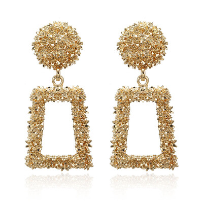 

2019 Vintage Earrings Big For Women Statement Drop Earrings Geometric Golden Color Metal Pendant Earrings Trend Fashion Jewelry