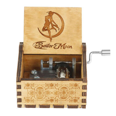 

Retro Carved Wood Music Box Hand Crank Antique Music Case Gifts Desk Decor
