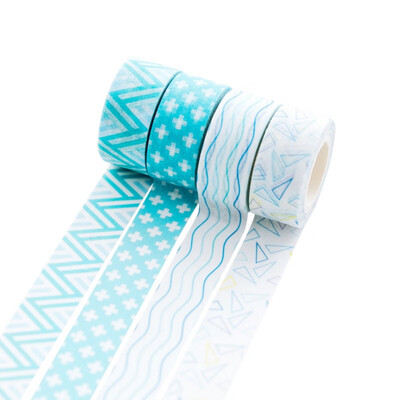 

4PCS Geometric Washi Paper Tape Sticker DIY Decorative Adhesive Tape Stationery Masking Tapes Scrapbooking Stamping Supplies