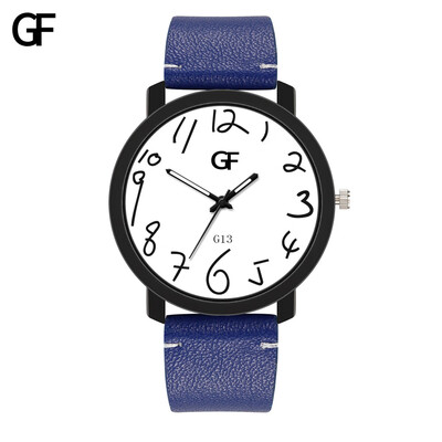 

Gobestart Fashion High-End Mens Quartz Letter Leather Watch Pointer Light Series Men