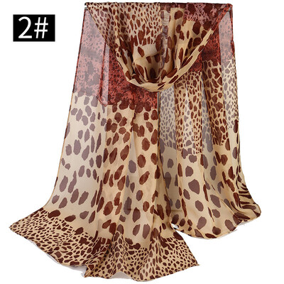 

Korean version of the leopard stitching chiffon scarves scarf ladies long spring&summer sunscreen silk scarf high-grade silk scarves wholesale