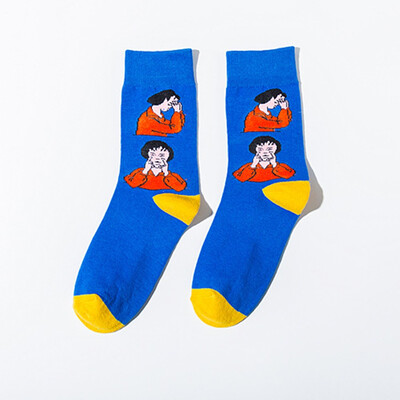 

Colorfull Cotton Socks funny cute cartoon Protect eyesight Harajuku skateboard Socks for Women Men British Style Casual Designer