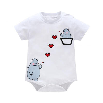 

Newborn Baby Boy Girl Cartoon Romper Bodysuit Summer Clothes Outfits Sunsuit